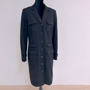 W By Worth Classic Long Black Coat, Size 10